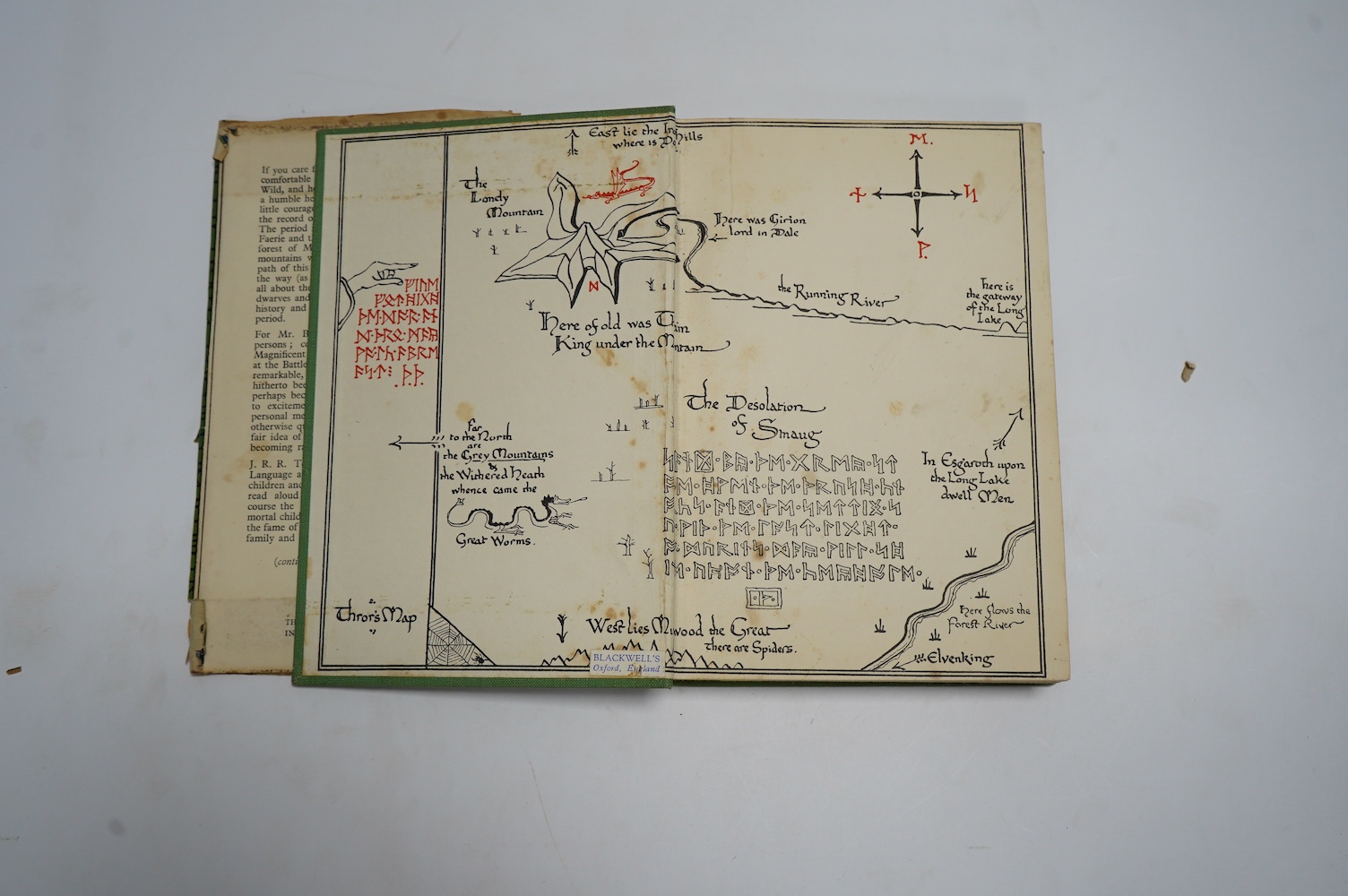 Tolkien J.R.R - The Hobbit, 2nd edition, 5th. impression, colour frontispiece, illustrations, map endpapers, top edge green, original green pictorial cloth, unclipped dust jacket, 8vo, George Allen & Unwin, London, 1951.